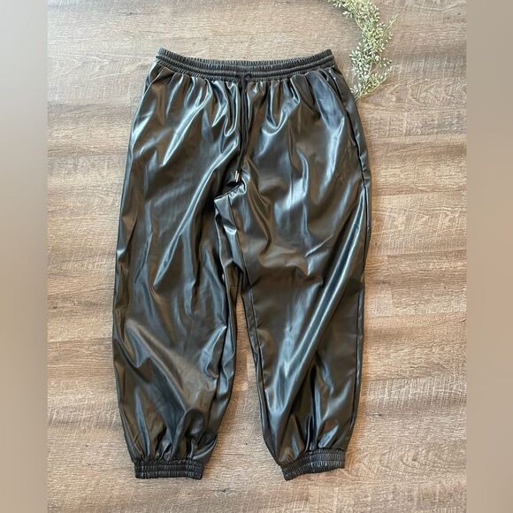 SHEIN Pants - SHEIN Curve Shiny Black Women’s Jogger Dress Pant Faux Leather -2XL